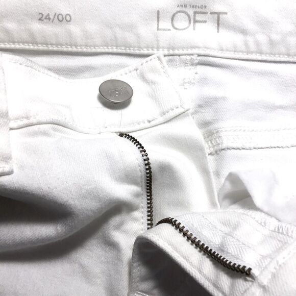 Cotton spandex white mini denim skirt with distress belt loops beach summer W28 - Picture 3 of 4